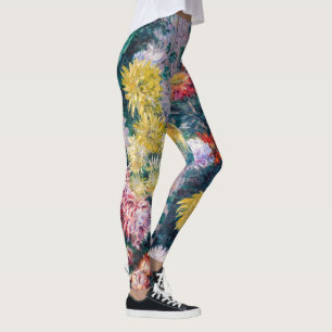 Caillebute - White and Gult Chrysanthemums Leggings