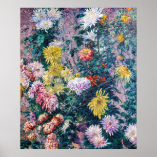 Caillebute - White and Gult Chrysanthemums Poster