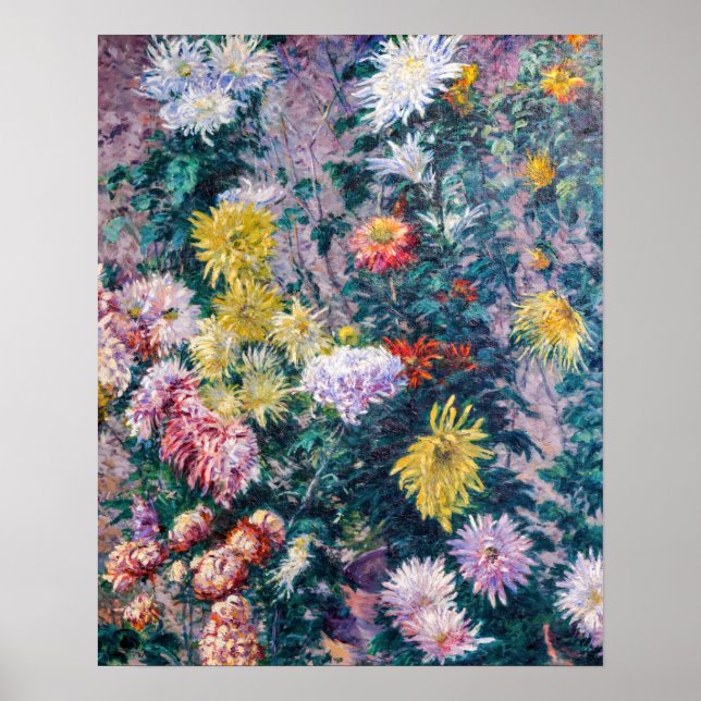 Caillebute - White and Gult Chrysanthemums Poster (Framsidan)