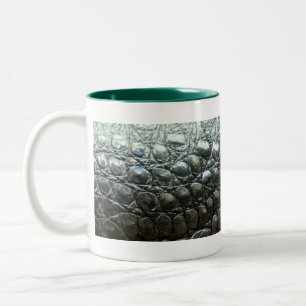 Caiman Crokodile Faux Alligator-Skin Design Två-Tonad Mugg