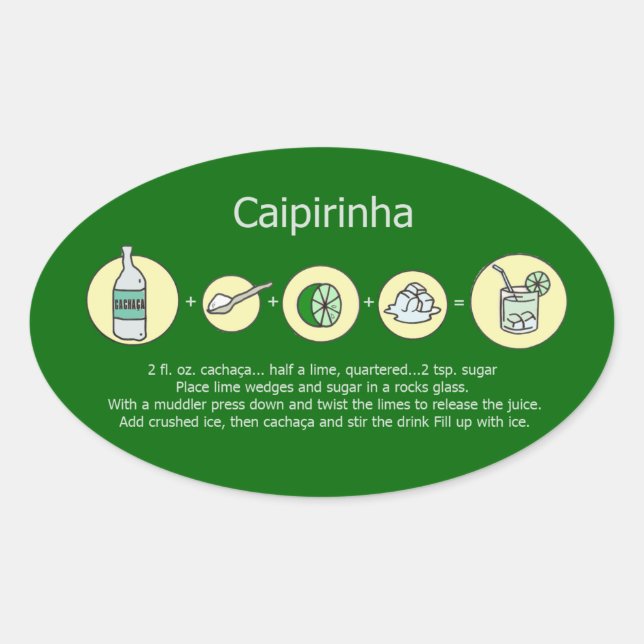 caipirinha, brazilisk dryck ovalt klistermärke (Framsida)