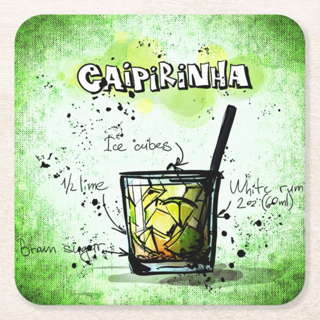 Caipirinha Drink Recipe Underlägg Papper Kvadrat (Framsidan)
