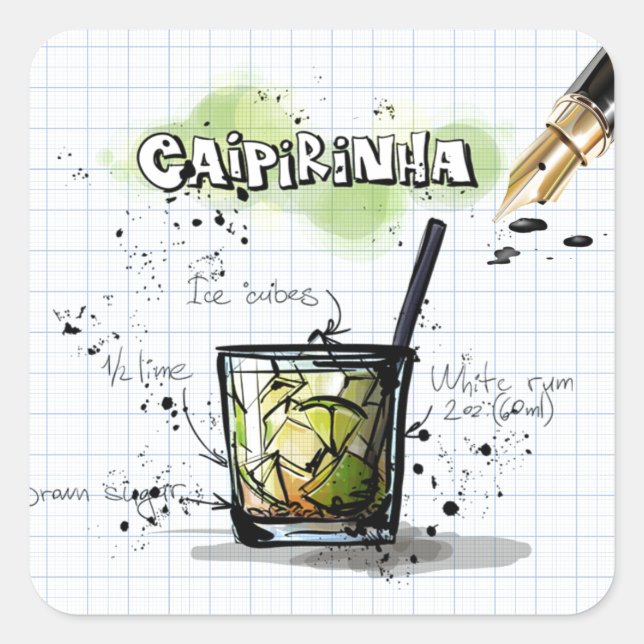 Caipirinha Fyrkantigt Klistermärke (Framsida)