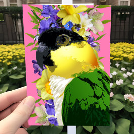 Caique Parrot Söt Vår Blommigt Pet Bird Kärlek Helgkort