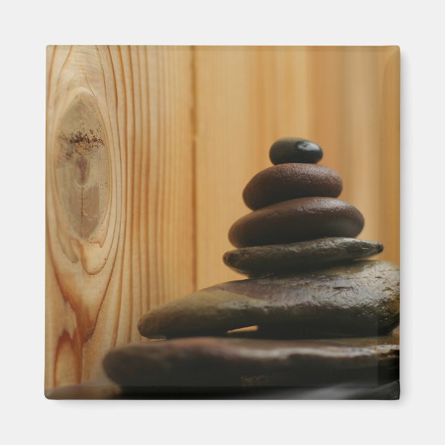 Cairn Meditation Stones och Wood Magnet (Framsidan)