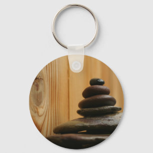 Cairn Meditation Stones och Wood Nyckelring