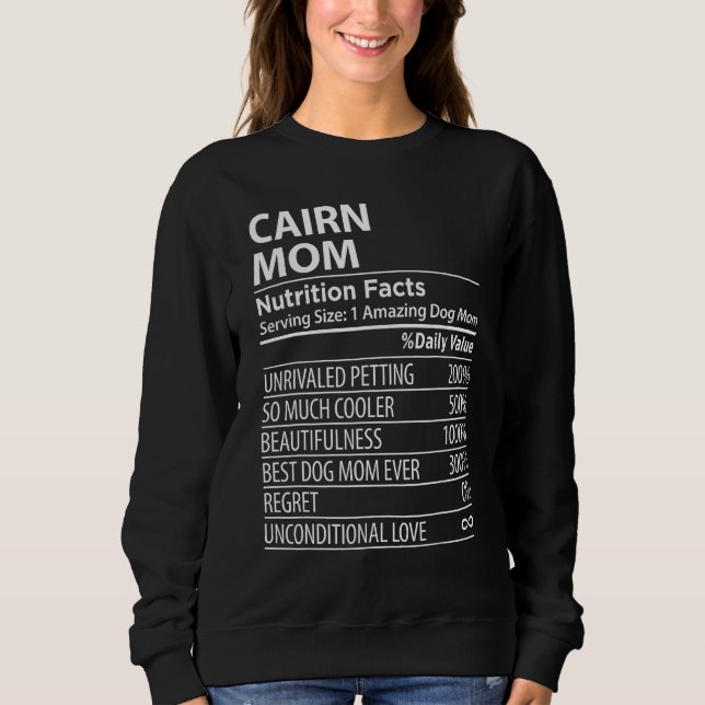Cairn Mom Nutrition Facts  Cairn Dog Owner T Shirt (Framsida)