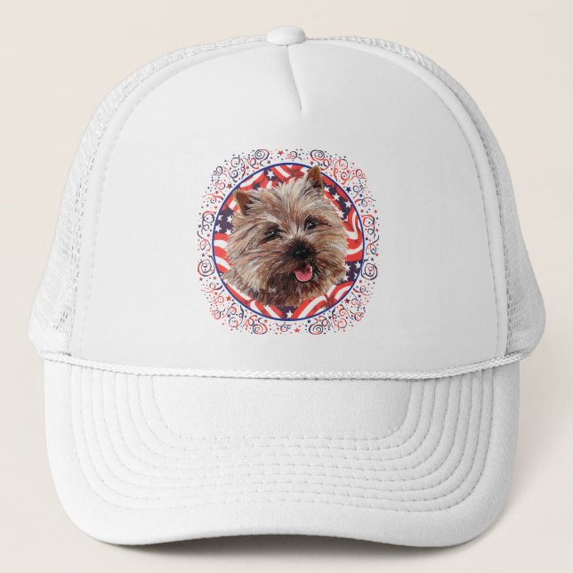 Cairn Terrier Amerikansk Flaggfirande Keps (Framsida)