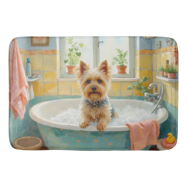 Cairn Terrier Badtid Lekfullt Badrumsdekor Badrumsmatta (Framsidan)