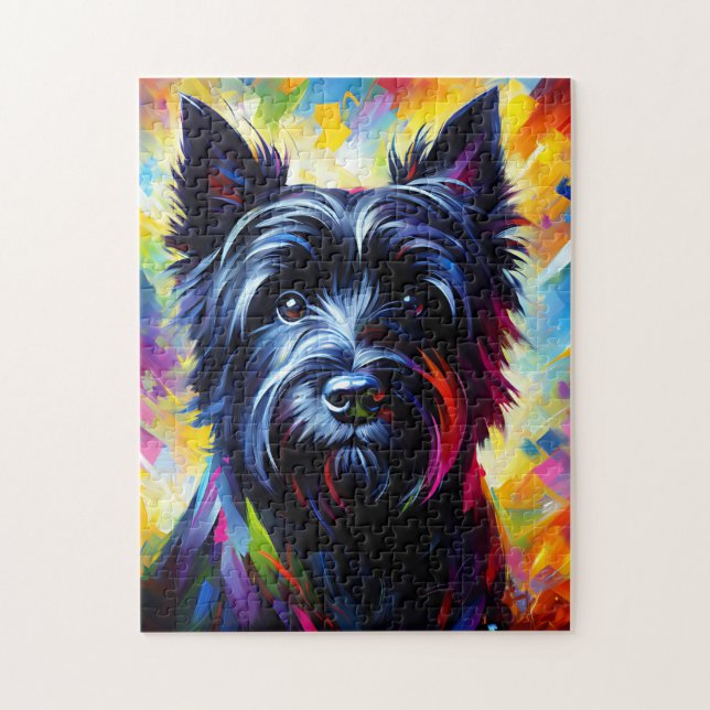 Cairn Terrier Black Hund Acrylic Print Hund älskar Pussel (Vertikal)