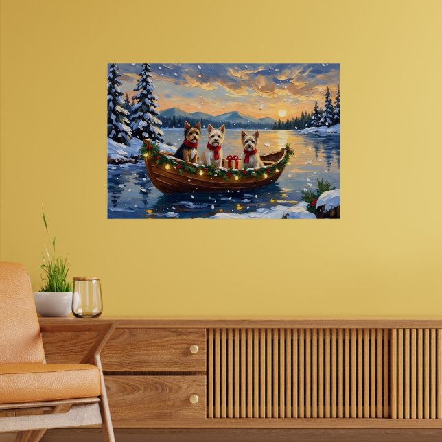 Cairn Terrier Christmas Boat Holiday Poster (Vardagsrum 2)