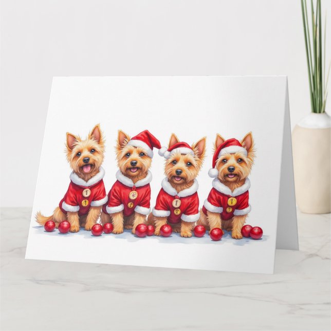 Cairn Terrier Christmas Dress Santa Hat Kort (Framsida)