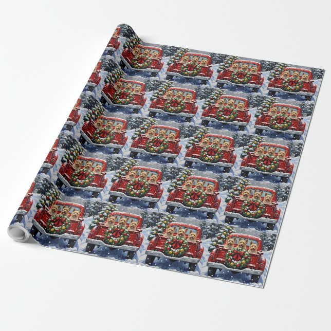 Cairn Terrier Christmas Red Truck Holiday Presentpapper (Utrullad)
