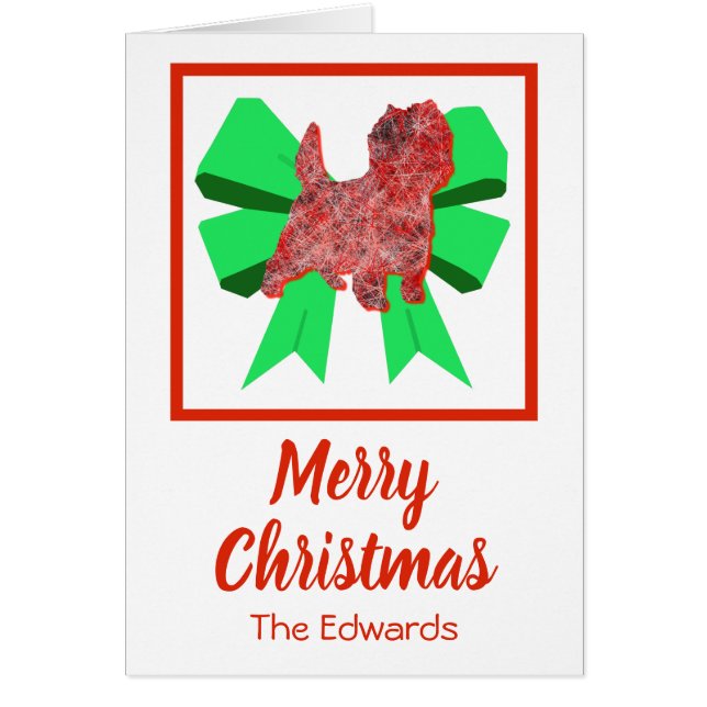 Cairn Terrier Cute Jute Hund & Bow Card Hälsningskort (Framsidan)