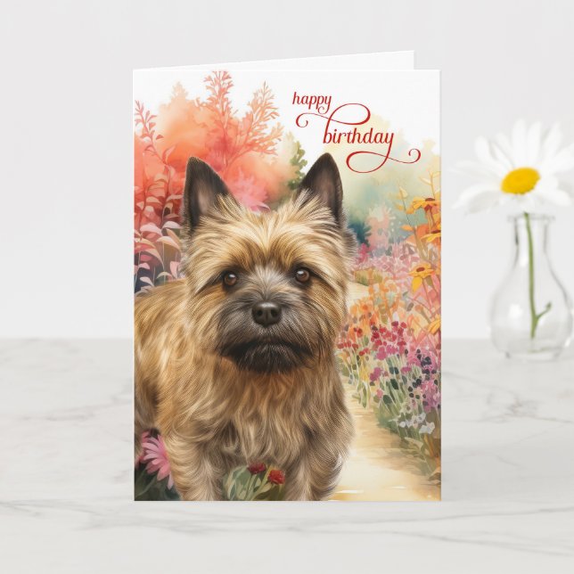 Cairn Terrier Dog Birthday Wishes Garden Path Kort (Liten växt)