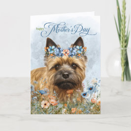 Cairn Terrier Dog Wildflowers Mother's Day Helgkort