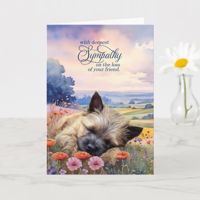 Cairn Terrier Dog with Wildflowers Pet Sympathy Kort (Liten växt)