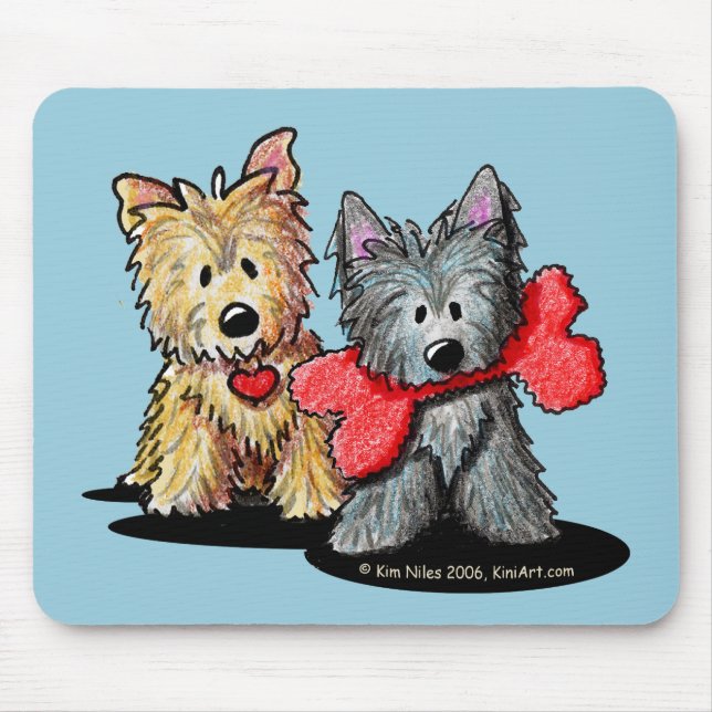 Cairn Terrier Duo Mouse Pad Musmatta (Framsidan)