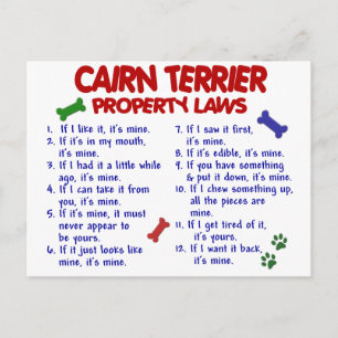 CAIRN TERRIER Egendoms lagar 2 Vykort