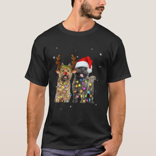 Cairn Terrier Gift jul Reindeer Hund älskare Gi T Shirt (Framsida)