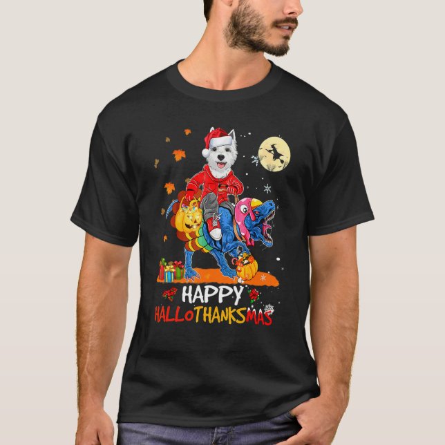 Cairn Terrier Glad Hallothanksmas Halloween Tack T Shirt (Framsida)