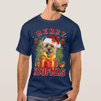 Cairn Terrier God jul Woofmas Julafton Ljus Santa T Shirt