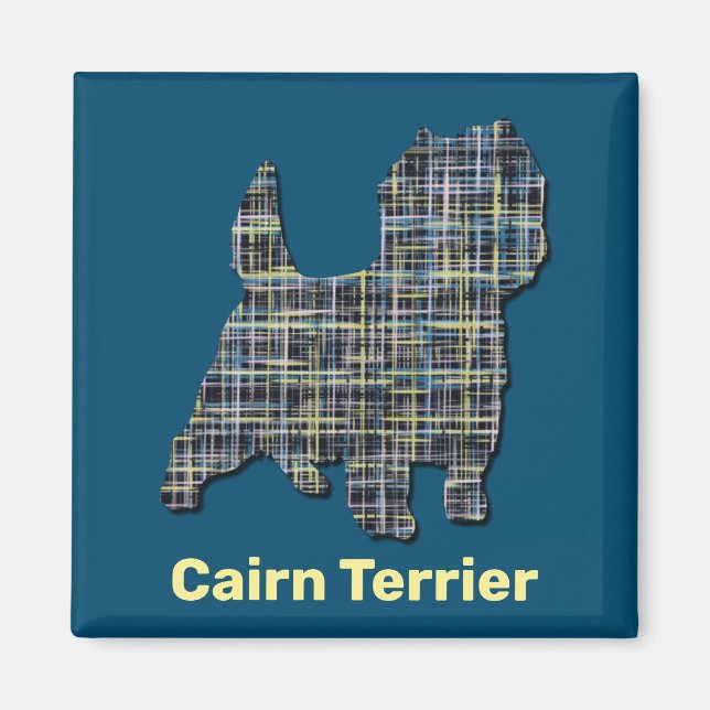 Cairn Terrier Gult & Black Grid Line Magnet (Framsidan)