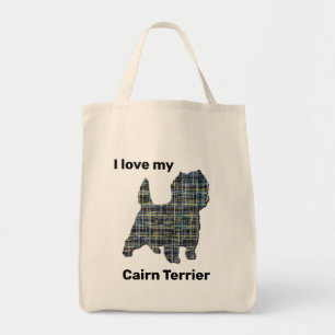 Cairn Terrier Gult & Black Grid Line Tote Tygkasse