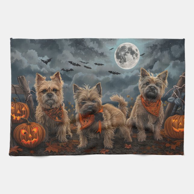 Cairn Terrier Halloween Kuslig Kökshandduk (Horisontell)