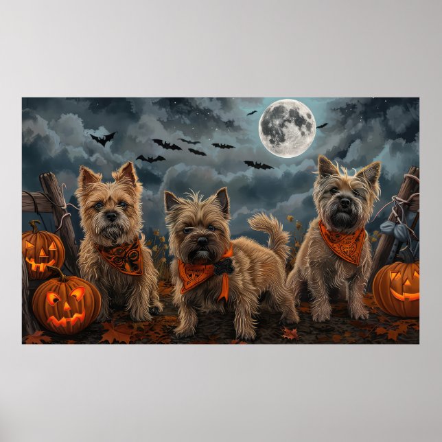 Cairn Terrier Halloween Kuslig Poster (Framsidan)