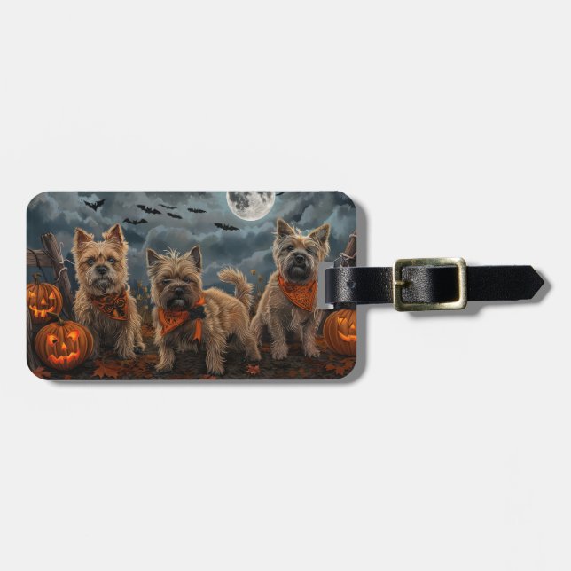 Cairn Terrier Halloween Spooky Bagagebricka (Horisontell Framsida)