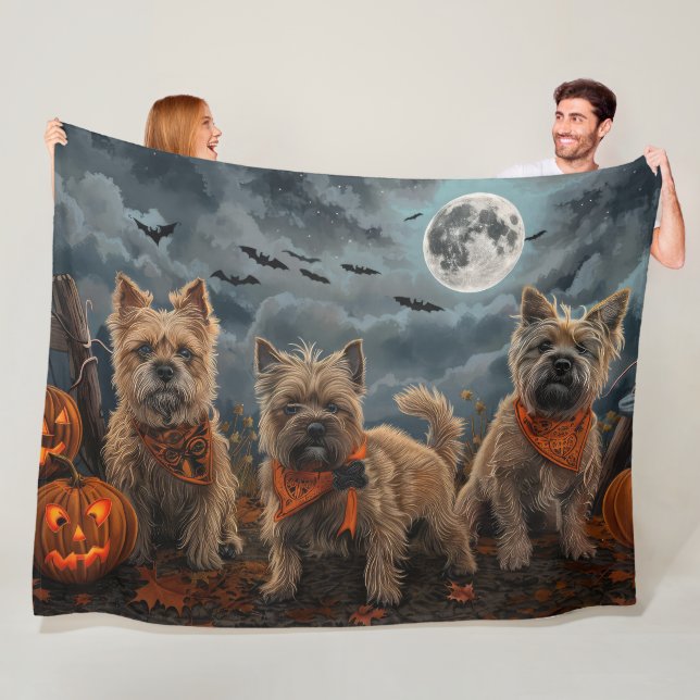 Cairn Terrier Halloween Spooky Fleecefilt (På plats)