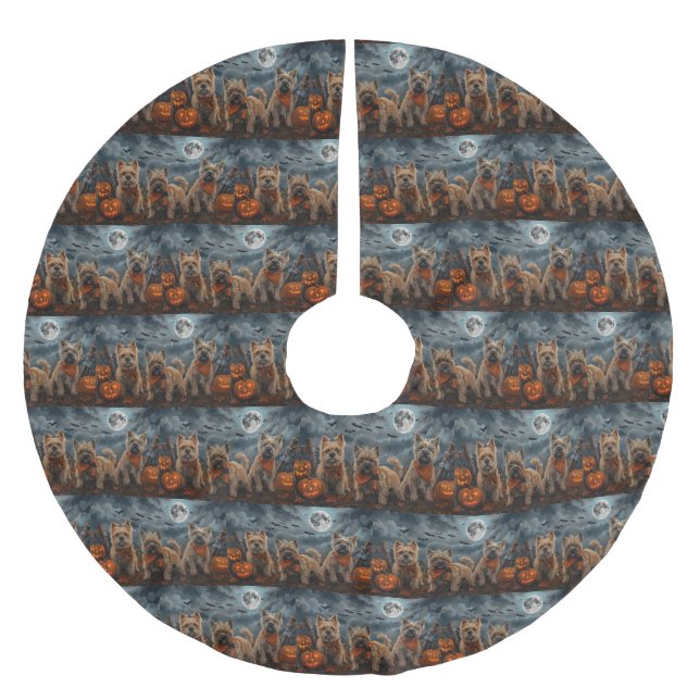 Cairn Terrier Halloween Spooky Julgransmatta Borstad Polyester (Framsidan)