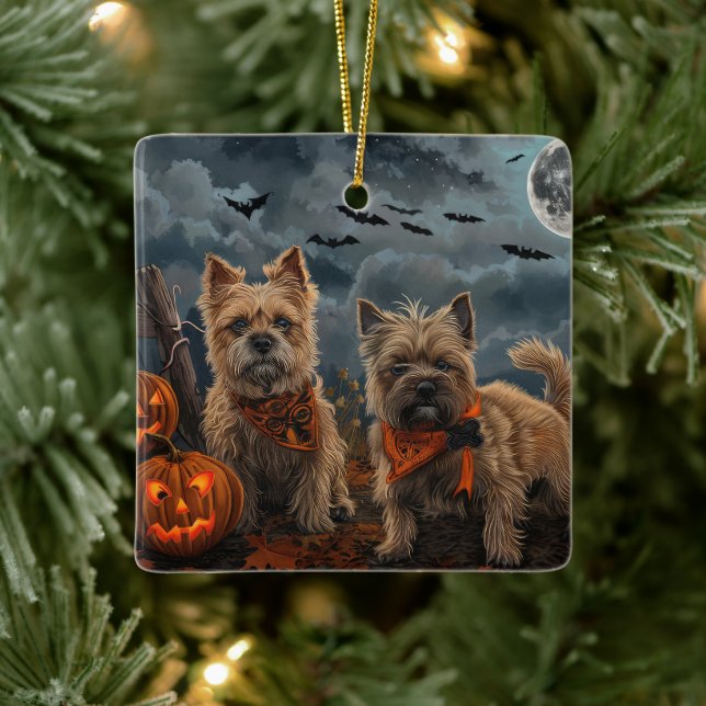 Cairn Terrier Halloween Spooky Julgransprydnad Keramik (Träd)