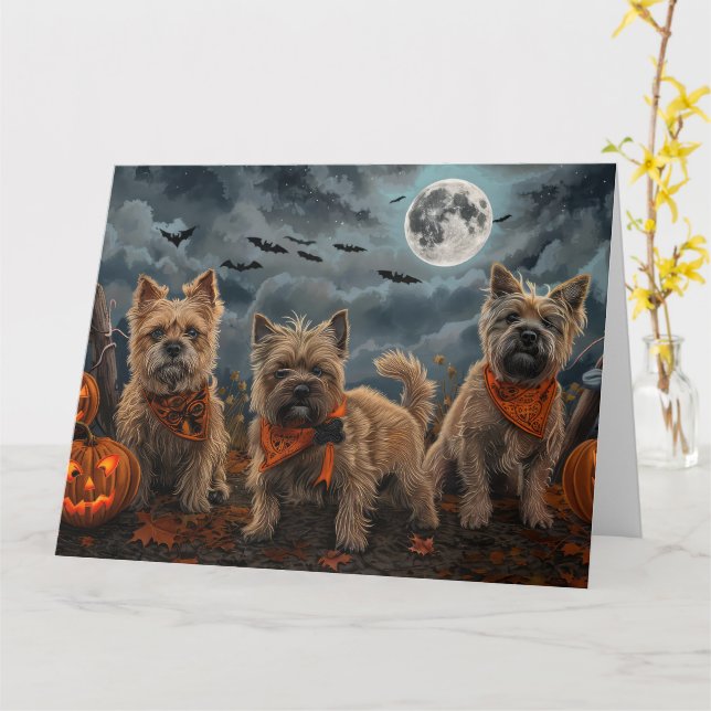 Cairn Terrier Halloween Spooky Kort (Gul blomma)