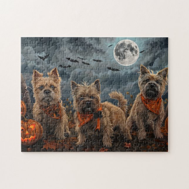 Cairn Terrier Halloween Spooky Pussel (Horisontell)