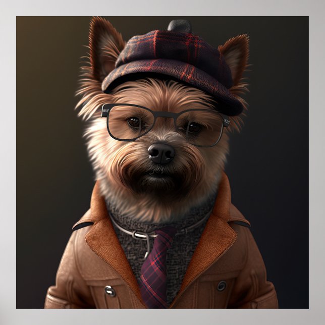 Cairn Terrier Hipster Hund Poster (Framsidan)