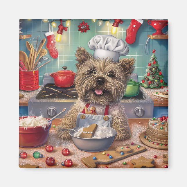 Cairn Terrier Holidaybakning: Festiv jul Magnet (Framsidan)