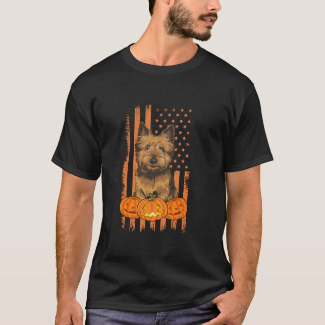Cairn Terrier Hund American Flagga Patriotic Hallo T Shirt (Framsida)