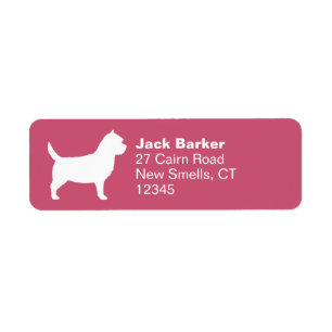 Cairn Terrier Hund aveln Silhouette Returadress Etikett