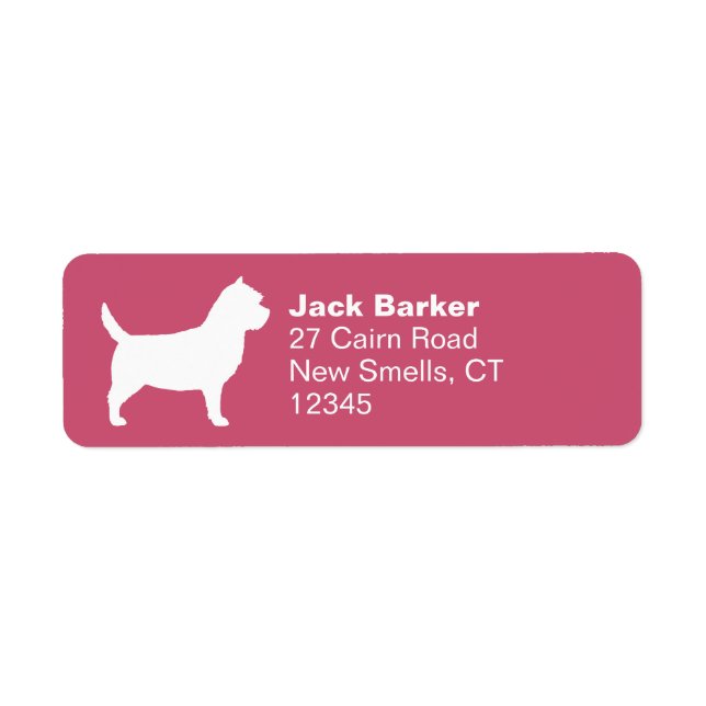 Cairn Terrier Hund aveln Silhouette Returadress Etikett (Framsidan)