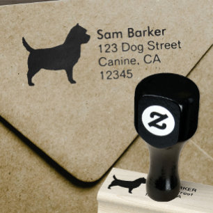 Cairn Terrier Hund aveln Silhouette Returadress Stämpel