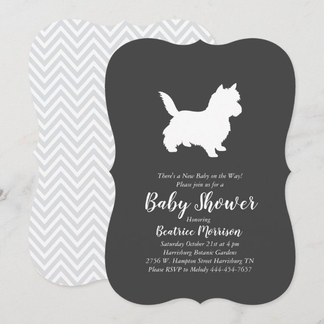 Cairn Terrier Hund Baby Shower Gender Neutral Inbjudningar (Fram/baksida)