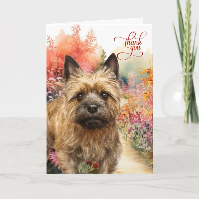 Cairn Terrier Hund Färgstig Trädgårdsstig Tack Kort (Framsida)