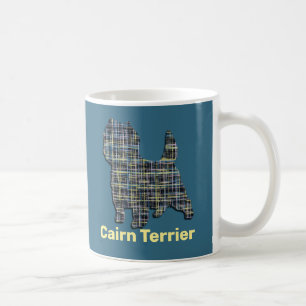 Cairn Terrier Hund Grid Silhouette Blue Background Kaffemugg