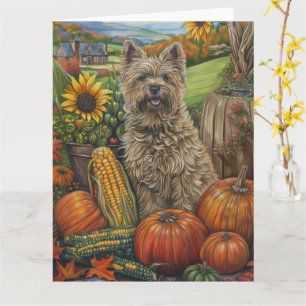 Cairn Terrier Hund Höstskörd Tacksägelse Kort