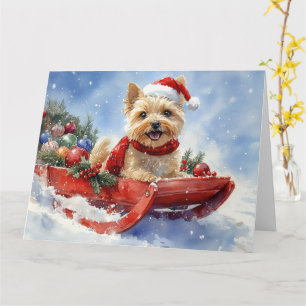 Cairn Terrier Hund i Sledge Låt det snöa jul Kort