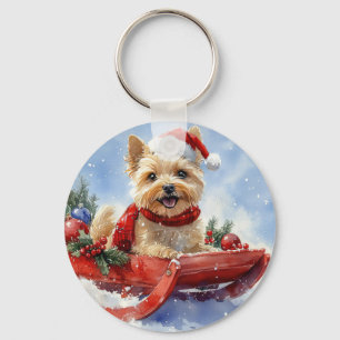 Cairn Terrier Hund i Sledge Låt det snöa jul Nyckelring