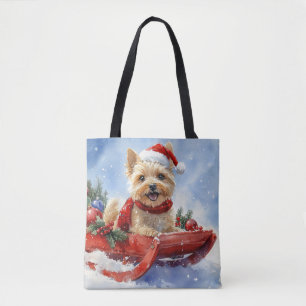 Cairn Terrier Hund i Sledge Låt det snöa jul Tygkasse