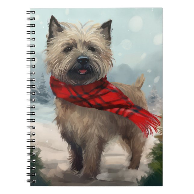 Cairn Terrier Hund i Snö jul Anteckningsbok (Framsidan)